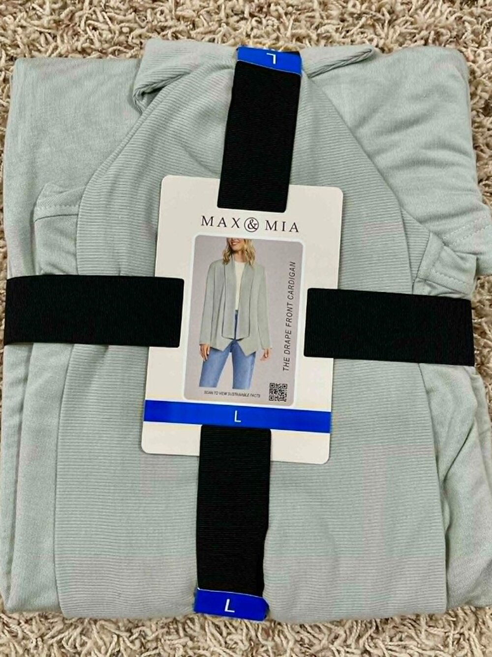 Max & Mia Women’s Open Front Drape Cardigan with Pocket Light Olive, Size Large
